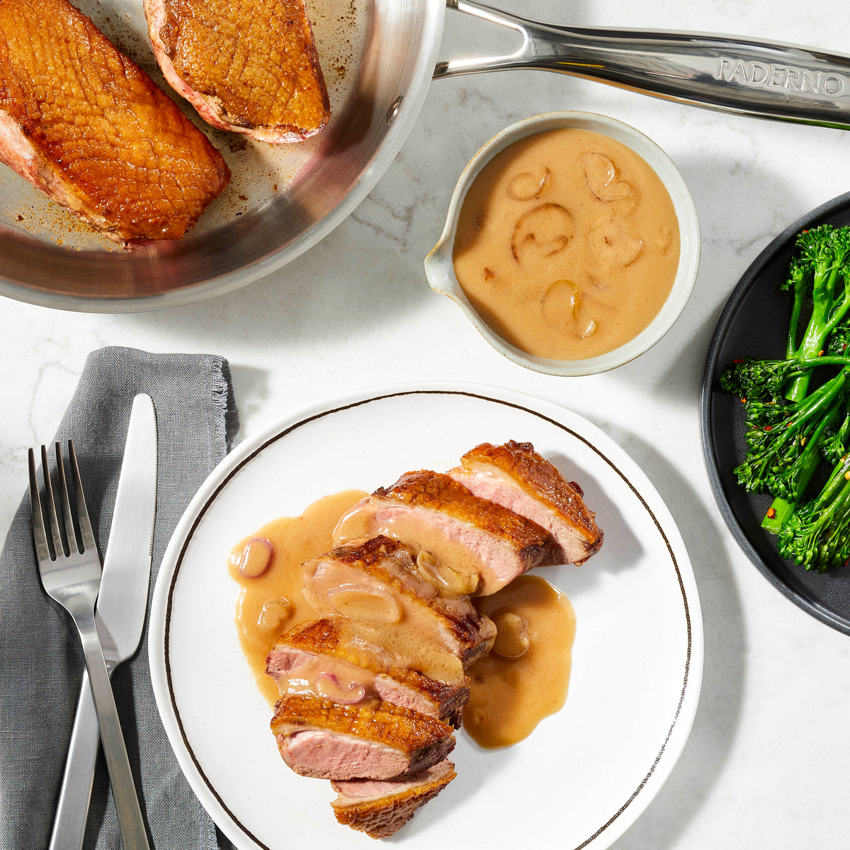 Pan-Seared Duck Breasts with Shallot Gravy – Paderno